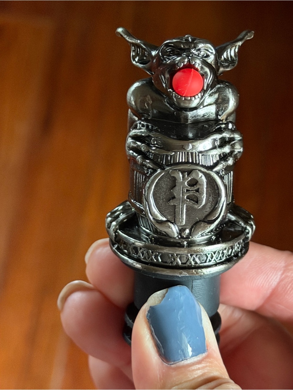 Gargoyle Bottle Stopper with Red Accent